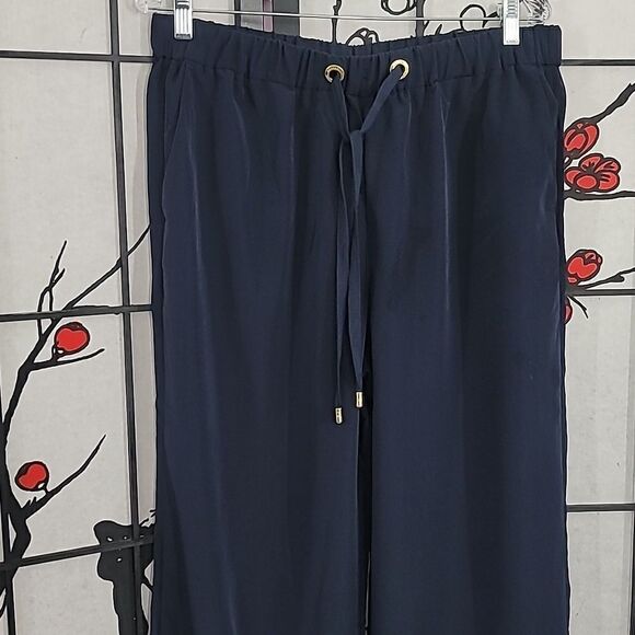 Michael Kors Women's Black Wide Leg Palazzo Pants Elastic Drawstring Waist Sz L - Picture 2 of 8